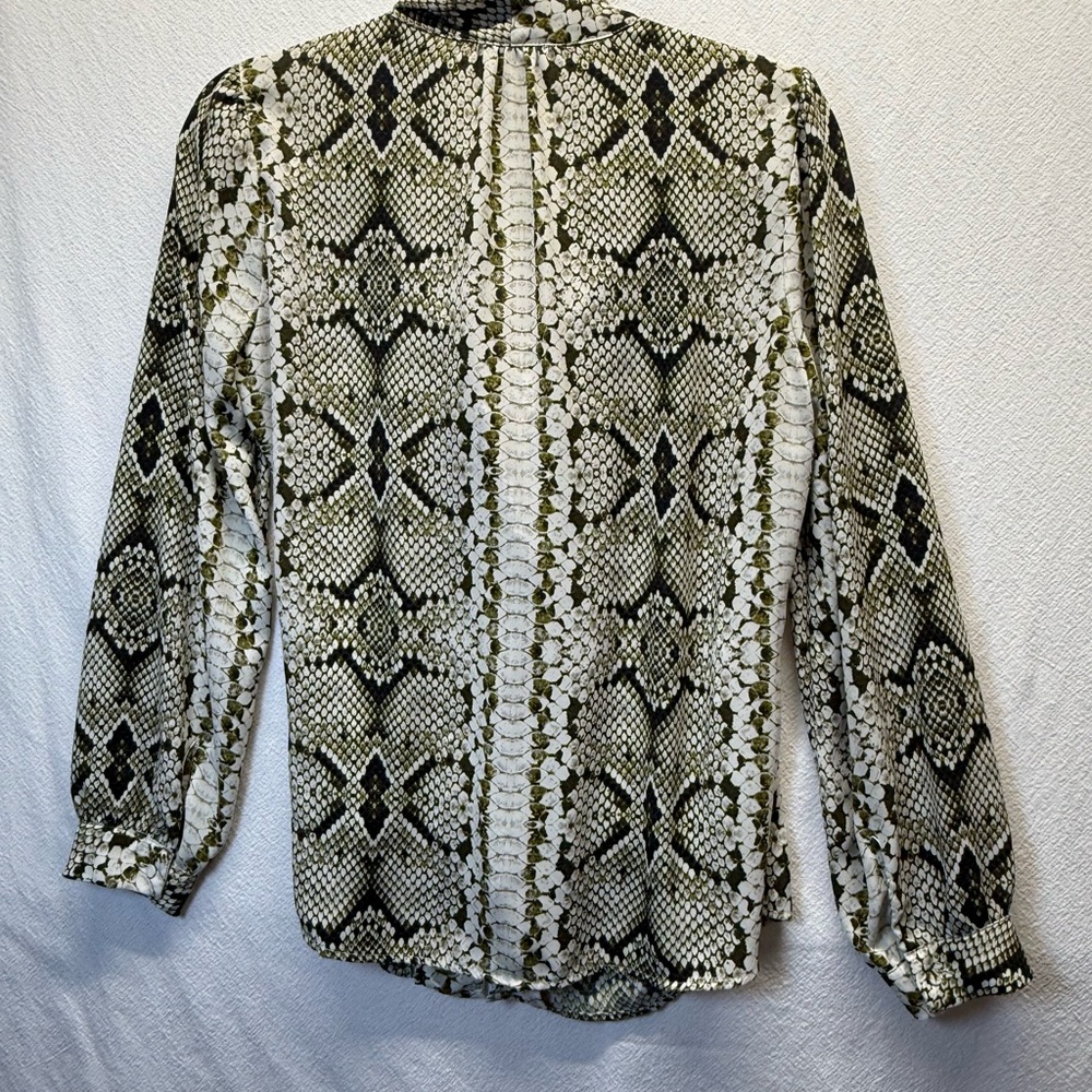 J. Crew Olive & Cream Python Print Long Sleeve To… - image 2